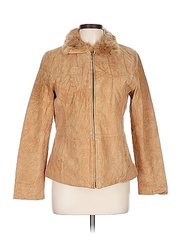 Wilsons Leather Tan Suede Jacket with Fur (view 1)