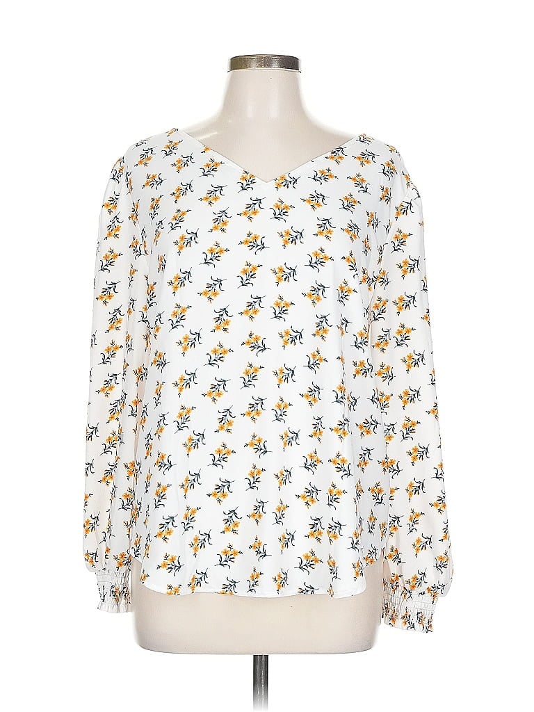 Pre-owned Ann Taylor Loft Outlet Long Sleeve Blouse In White