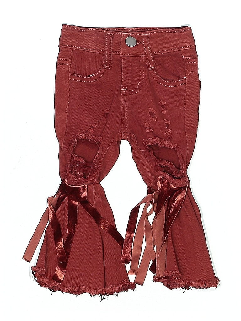 Pre-owned Unbranded Kids' Jeans In Burgundy