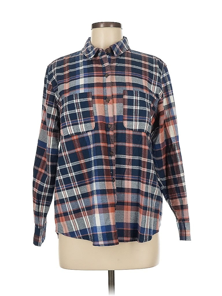 Pre-owned Universal Thread Long Sleeve Button Down Shirt In Blue