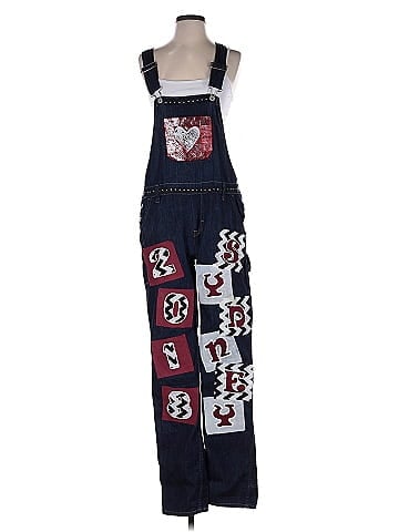 Dickies Embellished Denim Overalls with Patches (view 1)