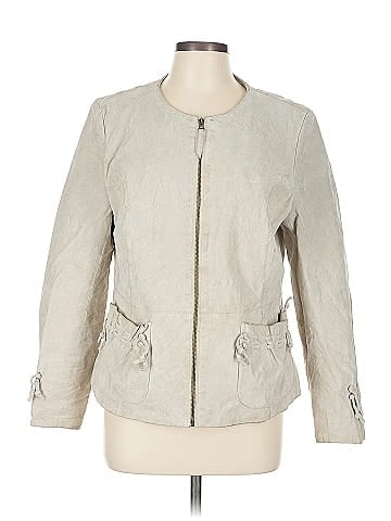 Chi by Falchi Gray Lightweight Zip Jacket (view 1)