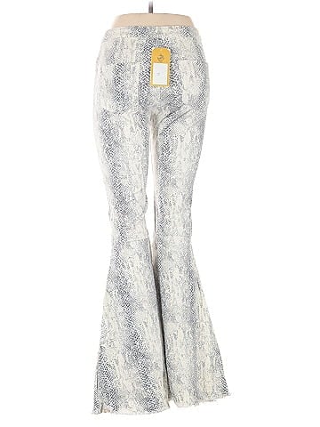 Peach Love Cream California Y2K Style Gray Snakeskin Pattern Flared Jeans (view 2)