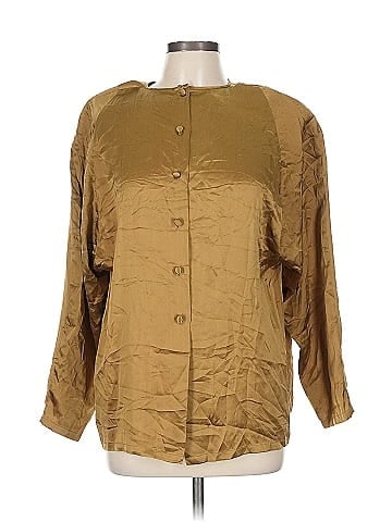 Linda Allard Ellen Tracy Gold Long Sleeve Silk Blouse (view 1)