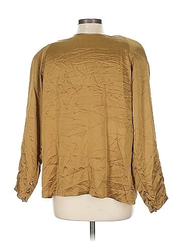 Linda Allard Ellen Tracy Gold Long Sleeve Silk Blouse (view 2)