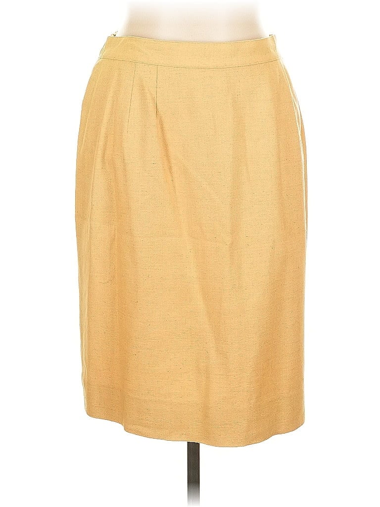 Pre-owned Doncaster Collection Silk Skirt In Yellow