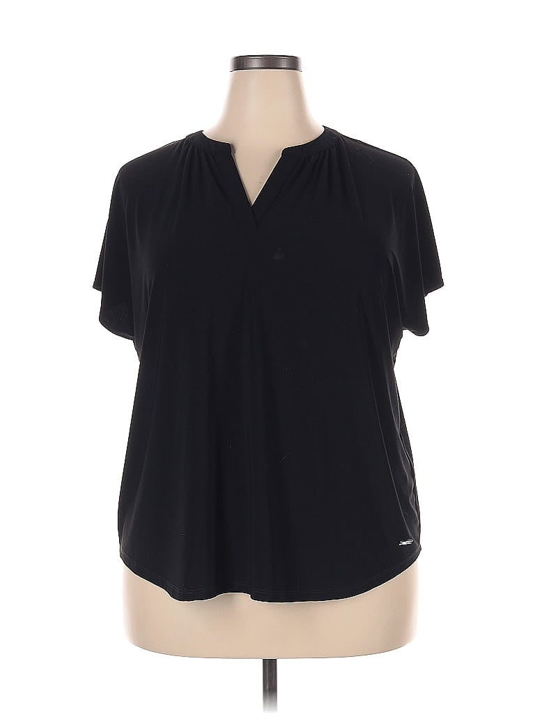 Pre-owned Jones New York Short Sleeve Blouse In Black