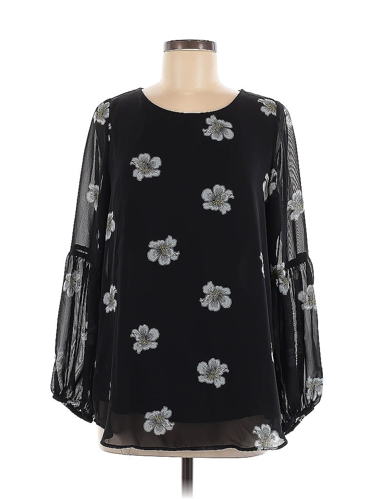 Pre-owned Ann Taylor Factory 3/4 Sleeve Blouse In Black