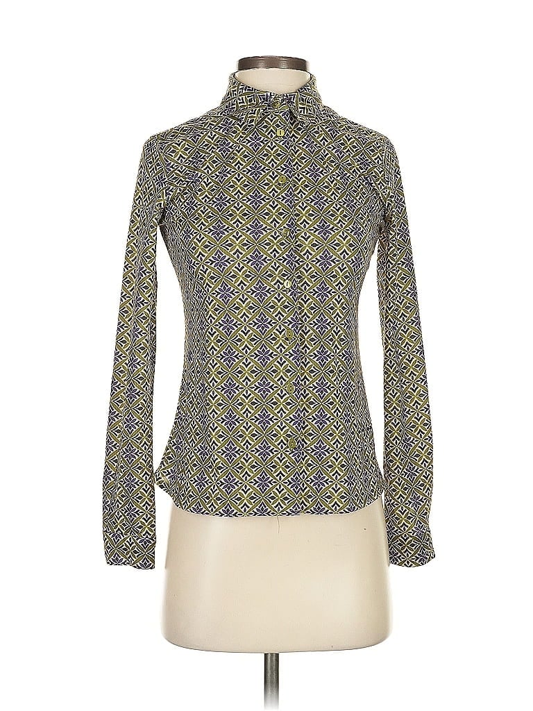Pre-owned Truth By Republic Long Sleeve Blouse In Green