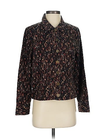 Christopher & Banks Black Patterned Textured Women's Jacket (view 1)