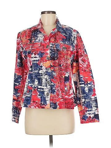 Chico's Vibrant Red Abstract Print Jacket (view 1)