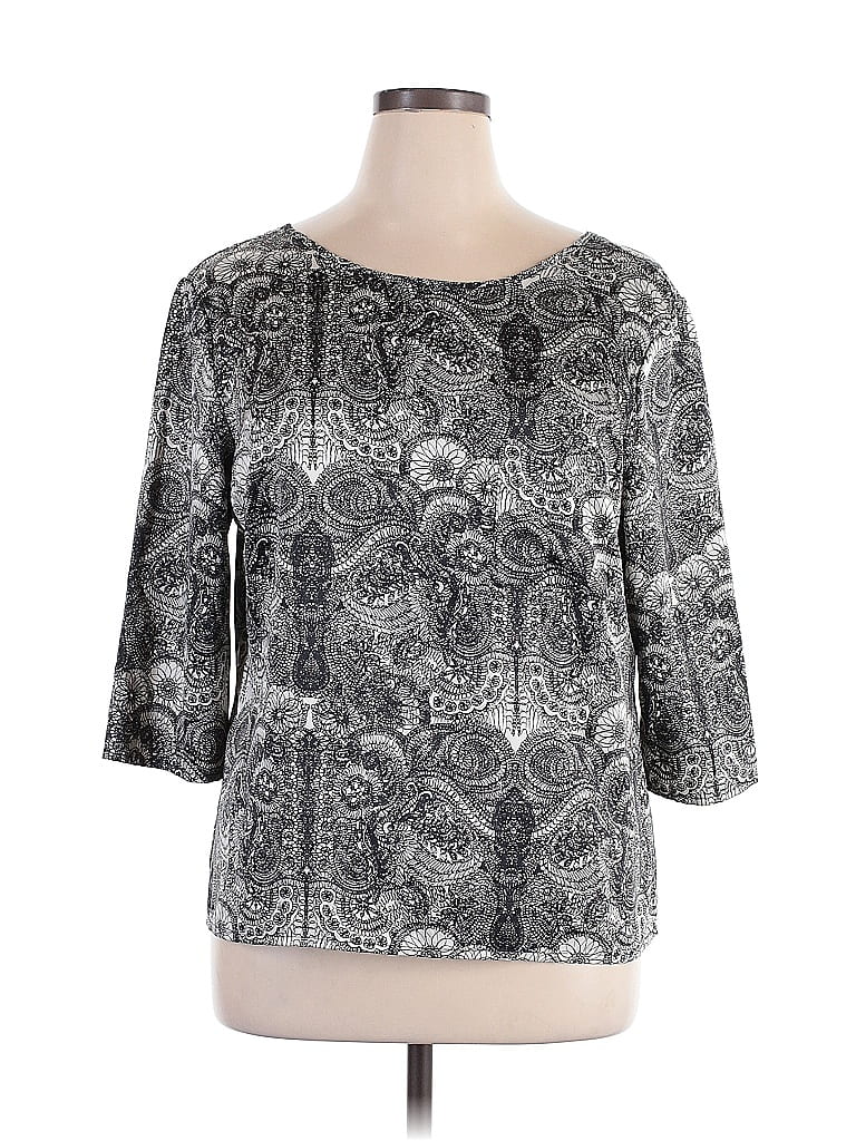 Pre-owned A.n.a. A New Approach 3/4 Sleeve Blouse In Gray