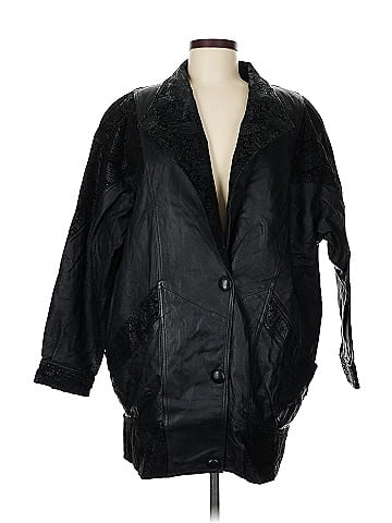 Wilsons Leather Black Leather Jacket with Patterns (view 1)