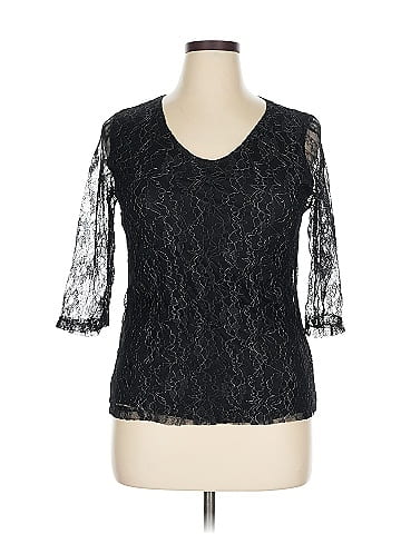 Blooming Rose Black Lace Long Sleeve Blouse (view 1)