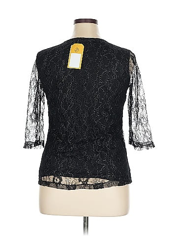 Blooming Rose Black Lace Long Sleeve Blouse (view 2)