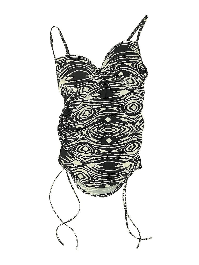 Pre-owned Love Your Assets Swimsuit Top Black Print Pattern Swimwear