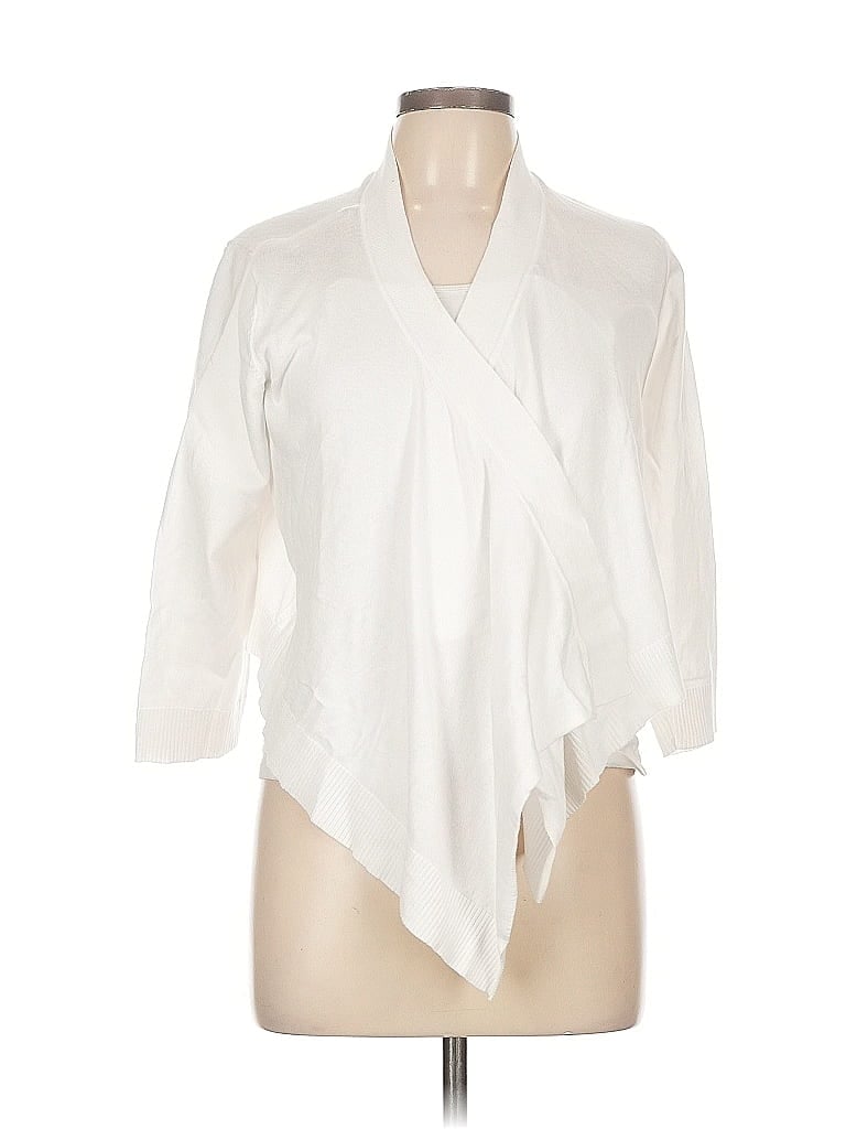 Pre-owned Calvin Klein Cardigan Sweater In White