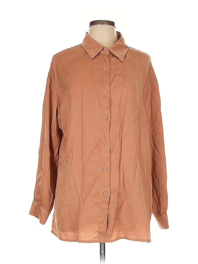 Pre-owned Fashion Nova Long Sleeve Blouse In Brown