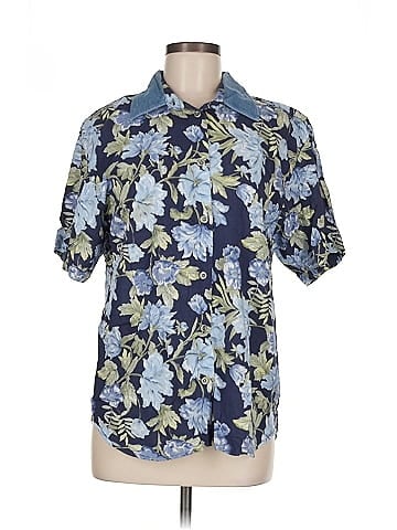 New Look Blue Floral Short Sleeve Shirt (view 1)