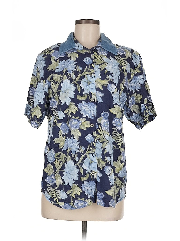 Blouse Femme Caribbean Joe Taille PXL - Imprimé Floral Bleu Et Vert - Coton 100%