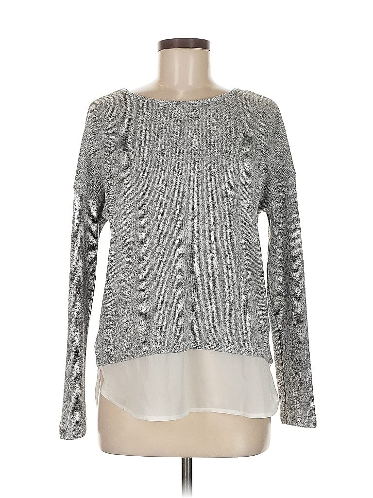 Pre-owned Lulus Long Sleeve Top Gray Crew Neck Tops