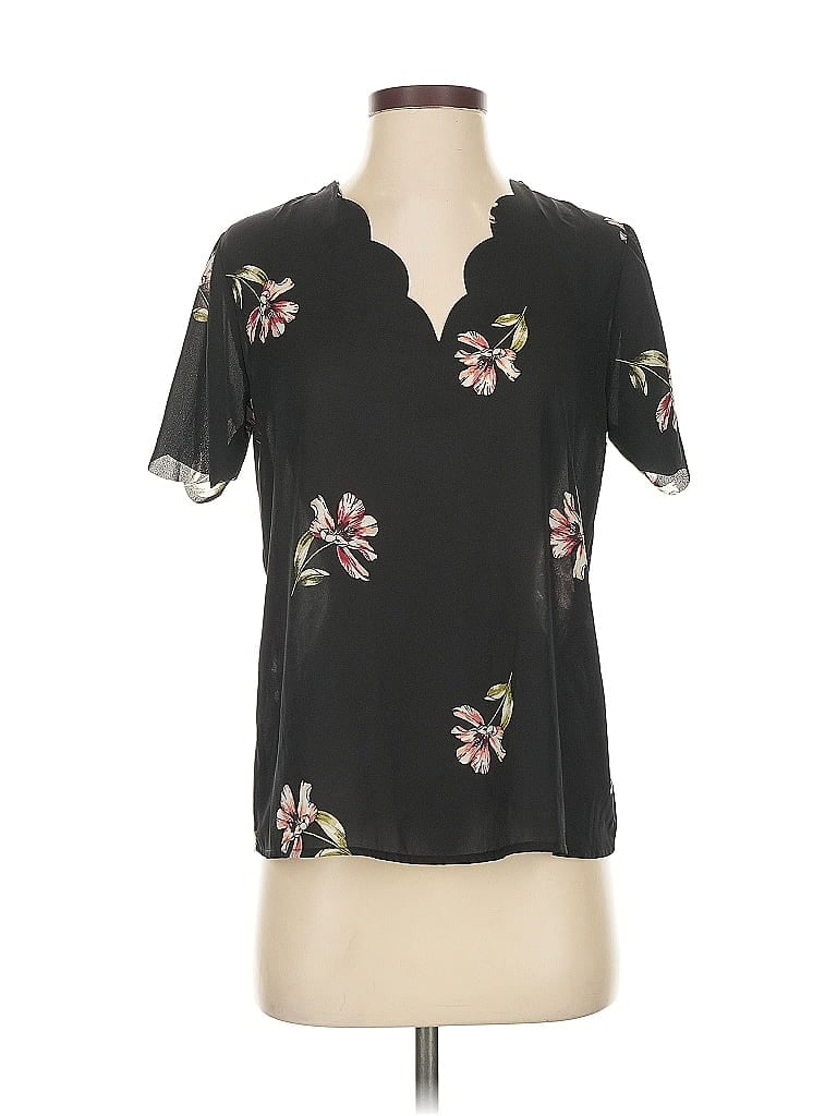 Pre-owned Nine Britton Short Sleeve Blouse In Black