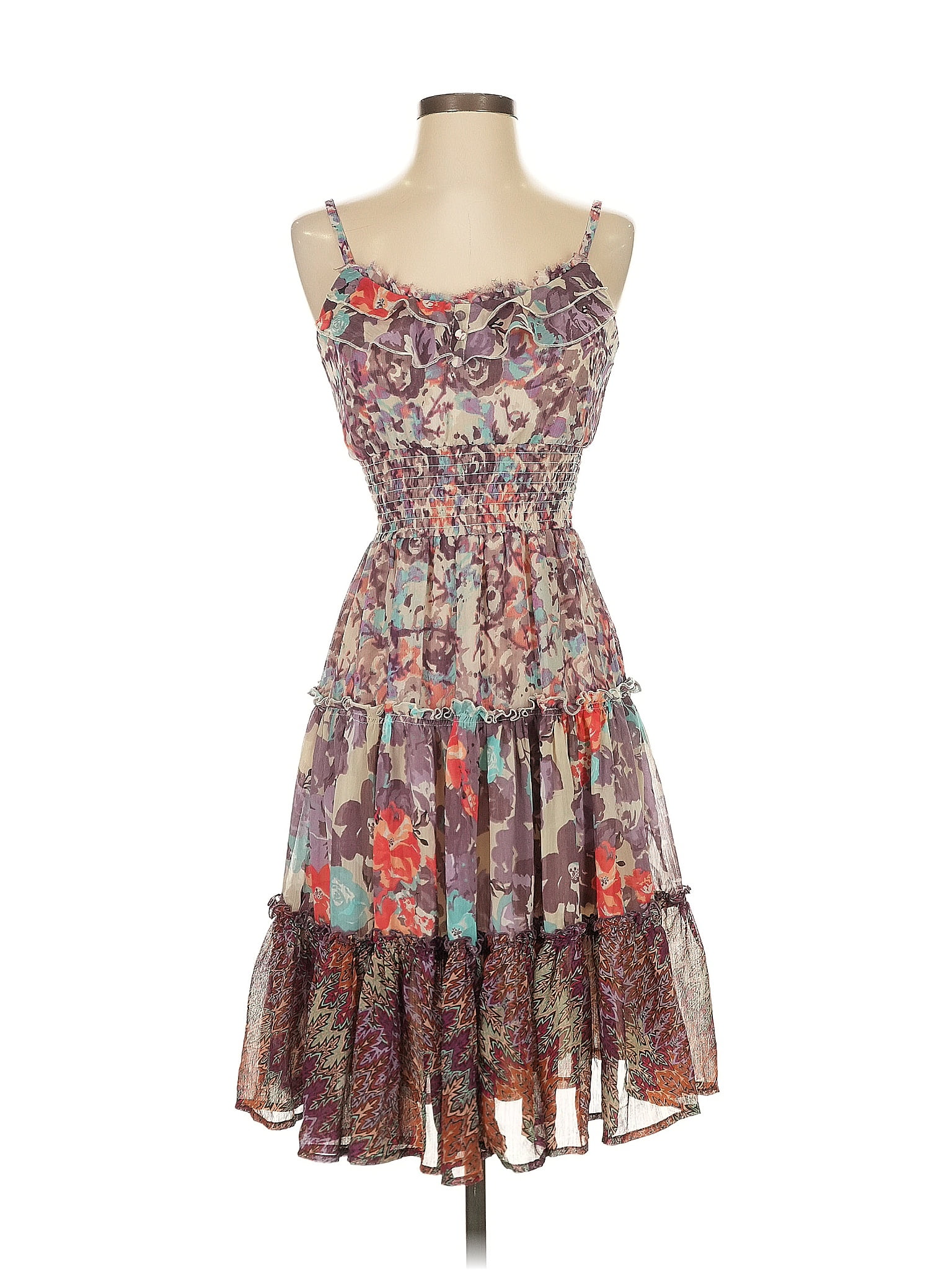 American Rag Cie 100% Polyester Paisley Purple Cocktail Dress Size S