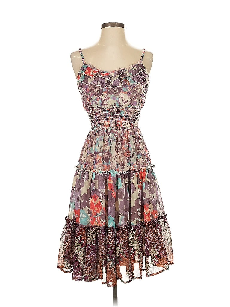 American Rag Cie 100% Polyester Paisley Purple Cocktail Dress Size S