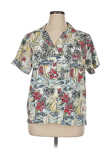 Cathy Daniels Vibrant Hawaiian Print Button-Down Shirt (view 1)