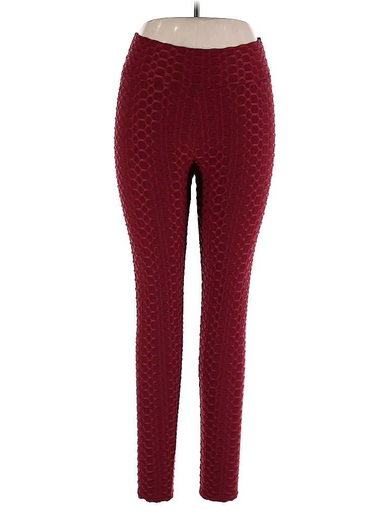 Pre-owned Assorted Brands Leggings In Burgundy