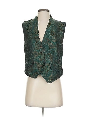 Lizsport Teal Paisley Vest with Buttons (view 1)