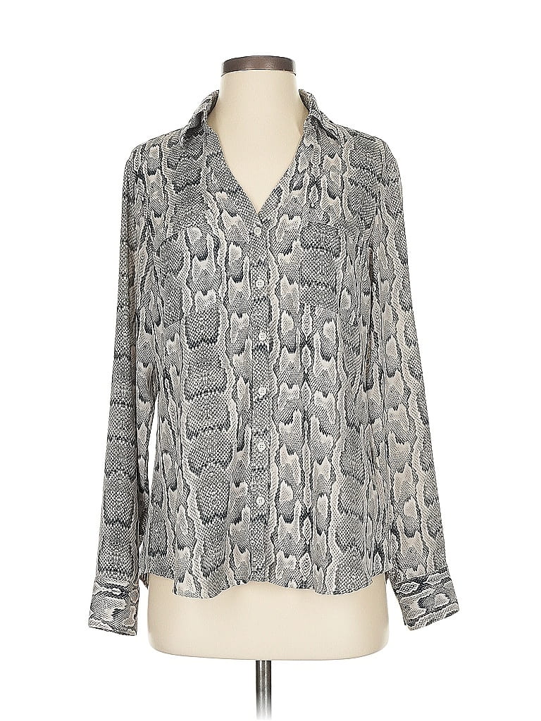 Pre-owned Express Long Sleeve Blouse In Silver