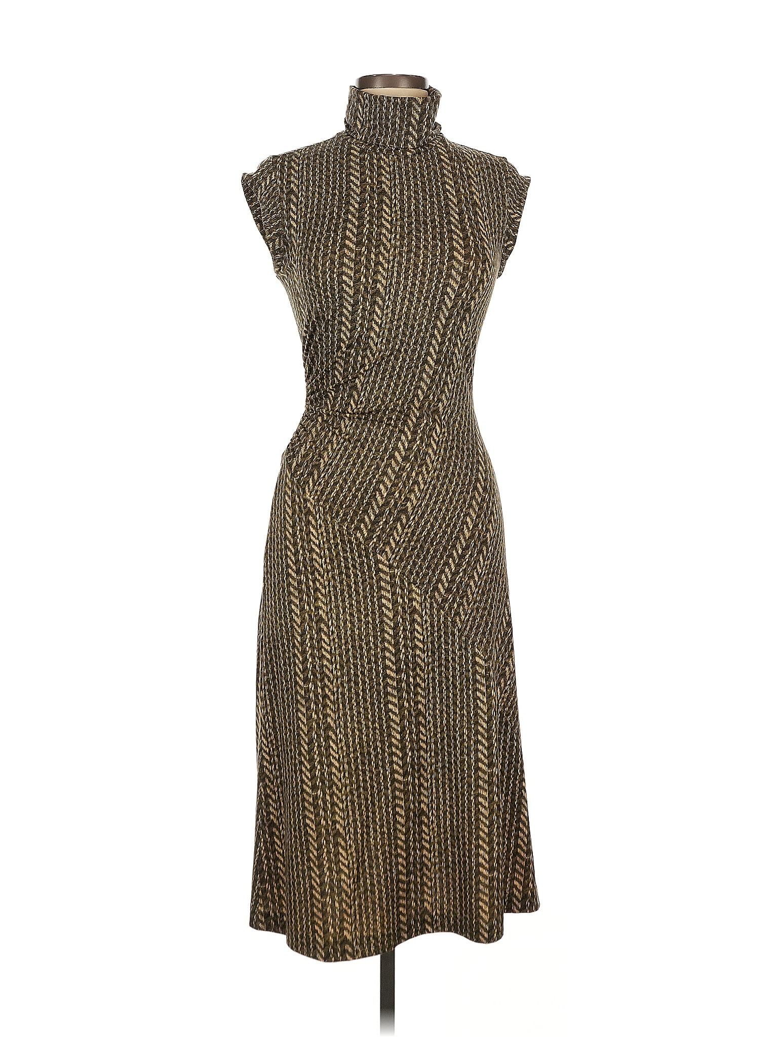 Diane von Furstenberg Animal Print Gold Cocktail Dress Size 8