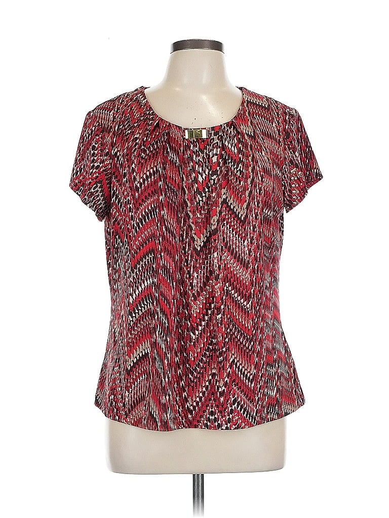 Click to view more detailed imagery on our partner's website Pre-owned Ny Collection Short Sleeve Blouse In Red