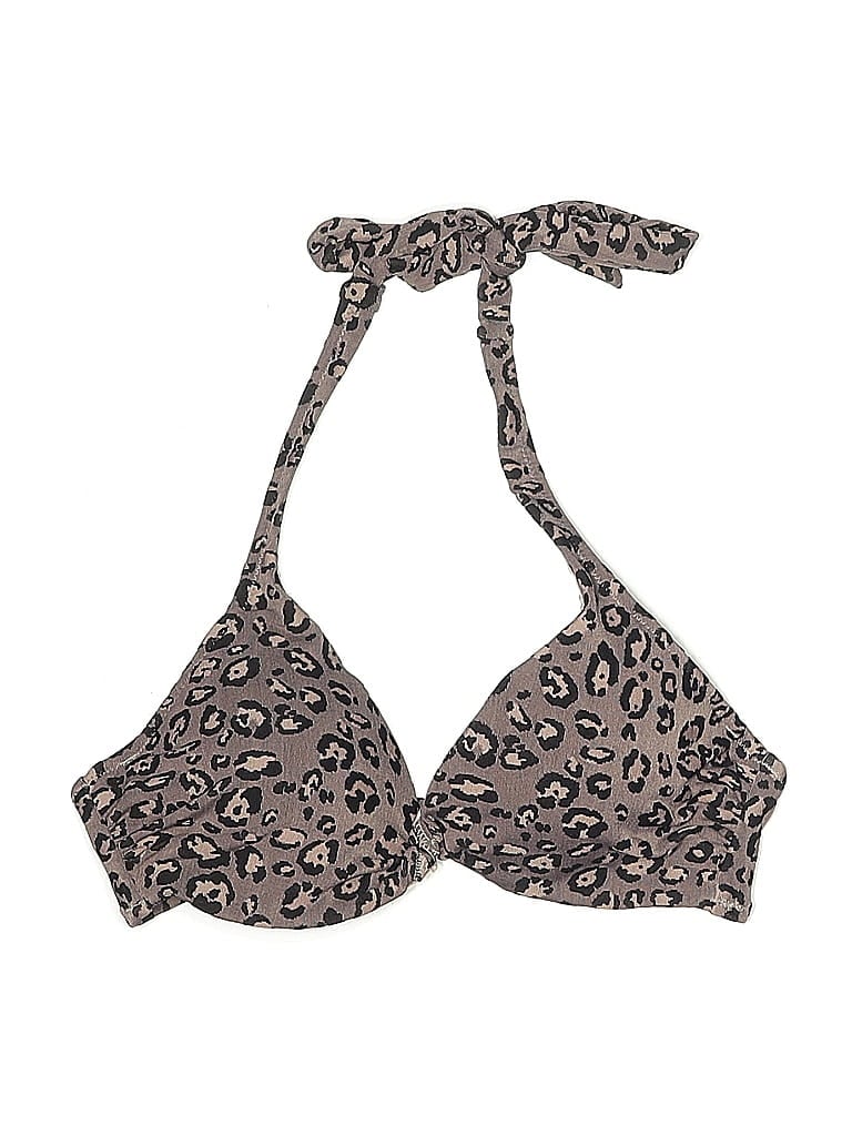 Pre-owned Shade & Shore Swimsuit Top Black Animal Print Pattern Swimwear