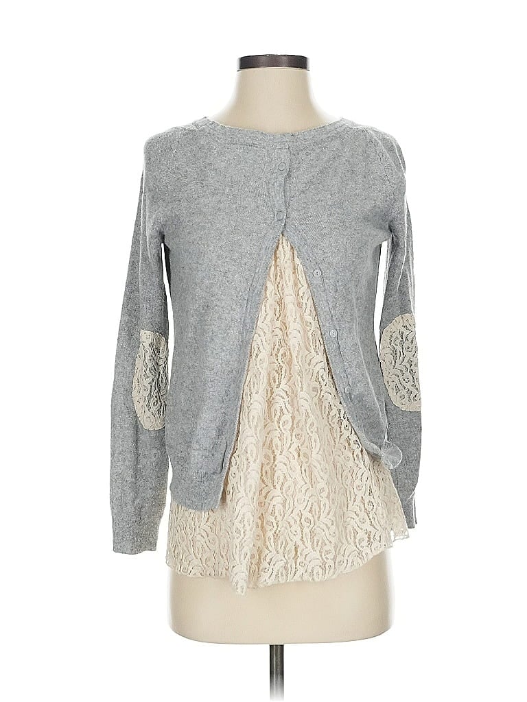 Pre-owned Angel Of The North Long Sleeve Top Gray Sweetheart Neckline Tops