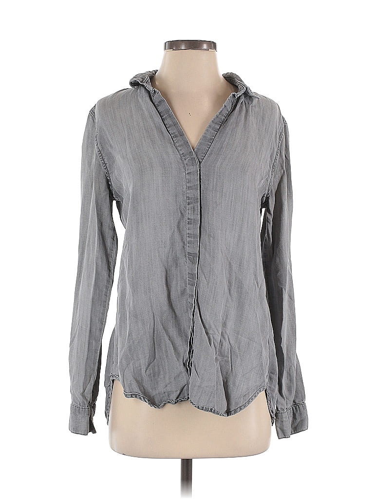 Pre-owned Cloth & Stone Long Sleeve Blouse In Gray