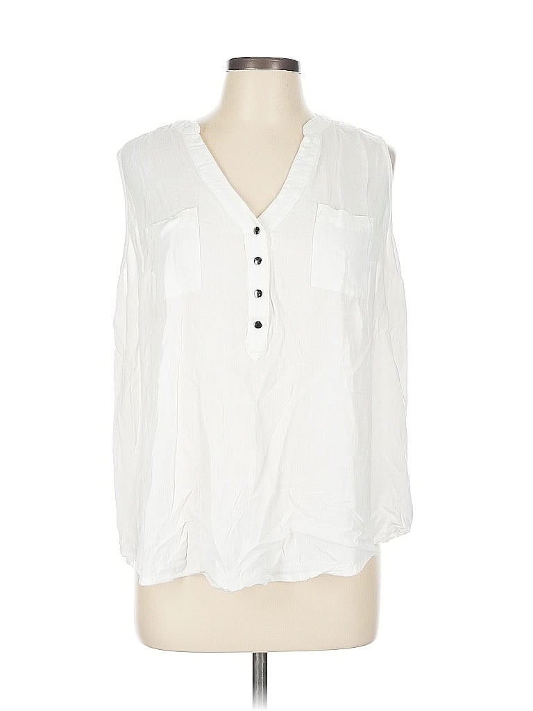 Pre-owned Torrid Long Sleeve Henley Shirt In White