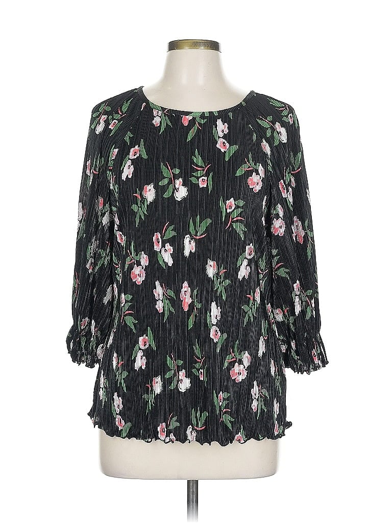 Pre-owned Halogen 3/4 Sleeve Blouse In Black