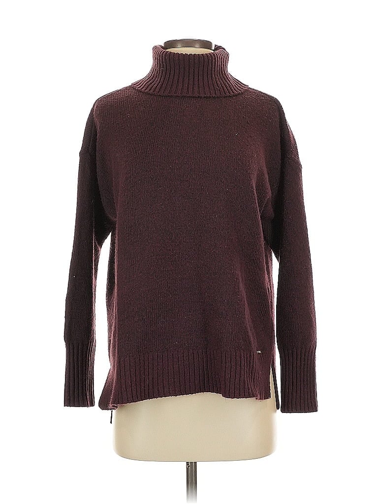 Pre-owned Calvin Klein Turtleneck Sweater In Burgundy