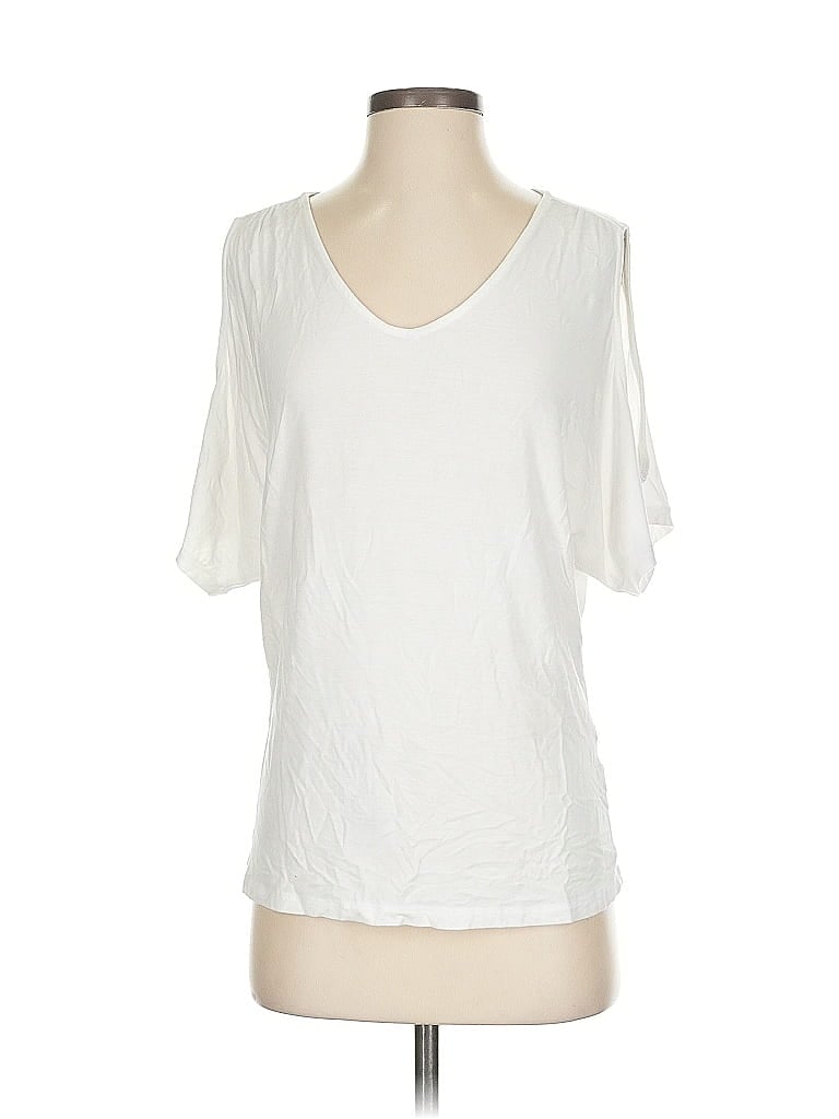 Pre-owned Venus Short Sleeve Top Ivory Scoop Neck Tops In White