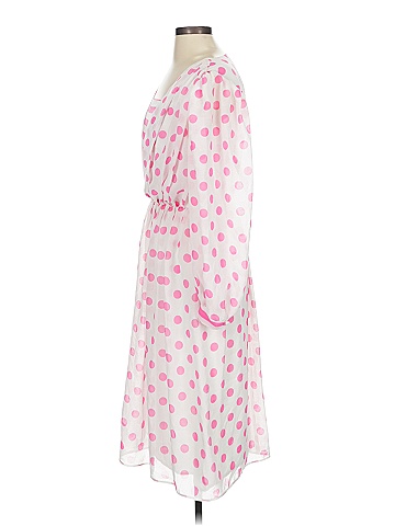 Unbranded Hearts Pink Vibrant Pink Polka Dot Dress Size 2X (estimated)
