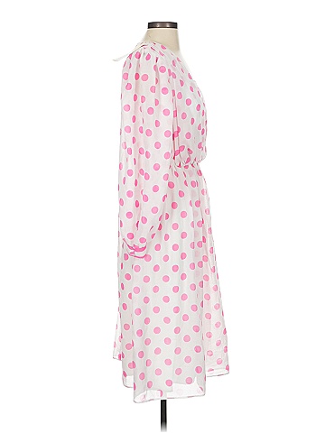 Unbranded Hearts Pink Vibrant Pink Polka Dot Dress Size 2X (estimated)