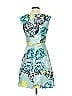 J.Crew 100% Silk Print Teal Cocktail Dress Size 0 - photo 2