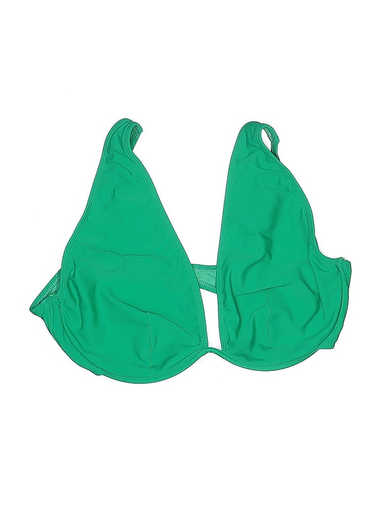 Pre-owned Asos Design Swimsuit Top Green Solid Pattern Swimwear