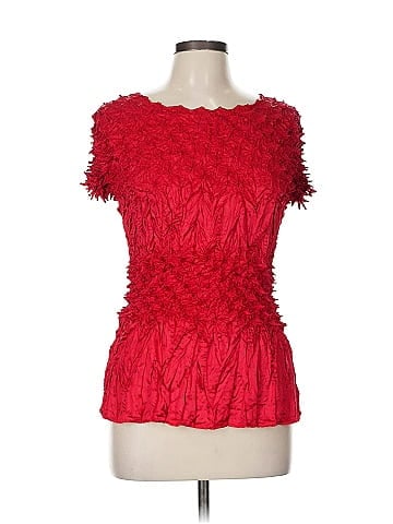 f.c Vibrant Red Crinkle Smocked Top (view 1)