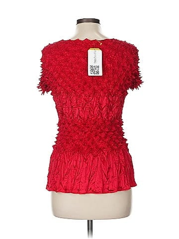 f.c Vibrant Red Crinkle Smocked Top (view 2)