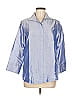 Charlotte Kellogg 100% Silk Metallic Blue 3/4 Sleeve Silk Top Size M - photo 1