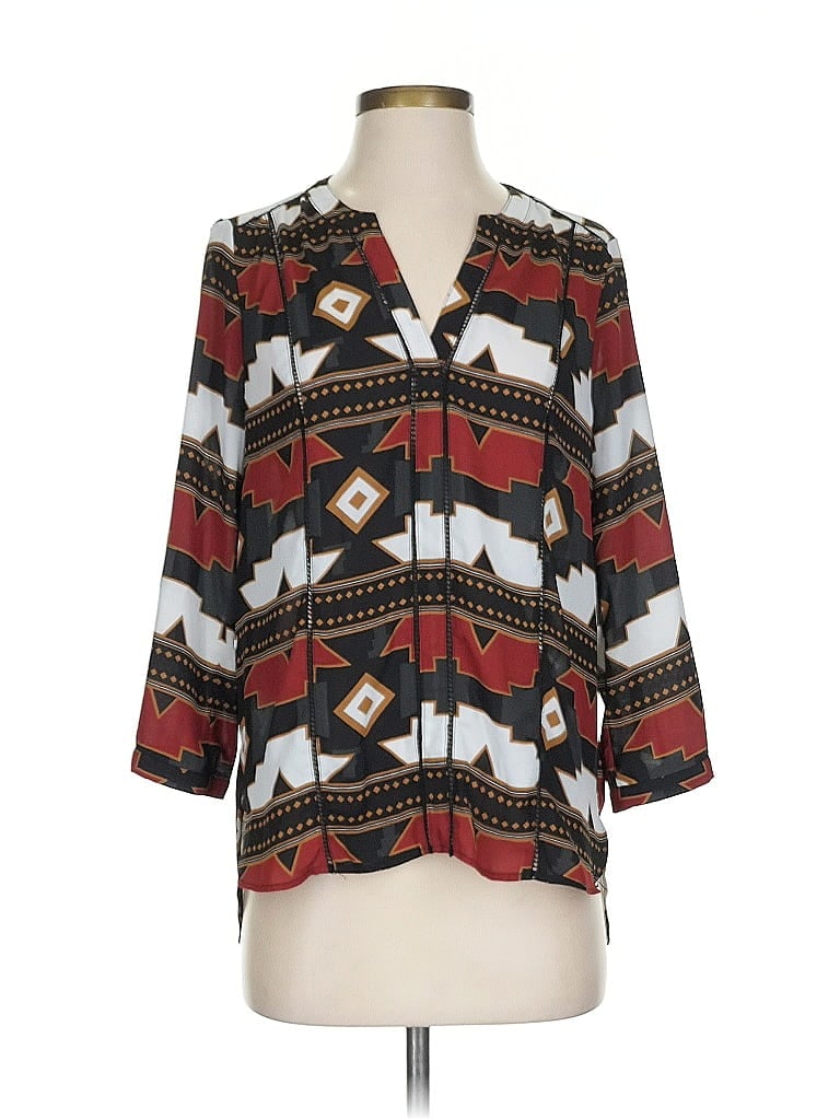 Pre-owned Guess 3/4 Sleeve Blouse In Black