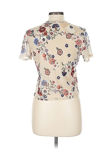 Ginger G. Ivory Floral Sheer Mesh Blouse (view 2)
